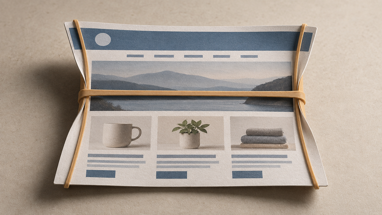 Laptop toont mockup van een responsive website met navigatie zoals Homepage, Over ons, Diensten, Portfolio en Contact