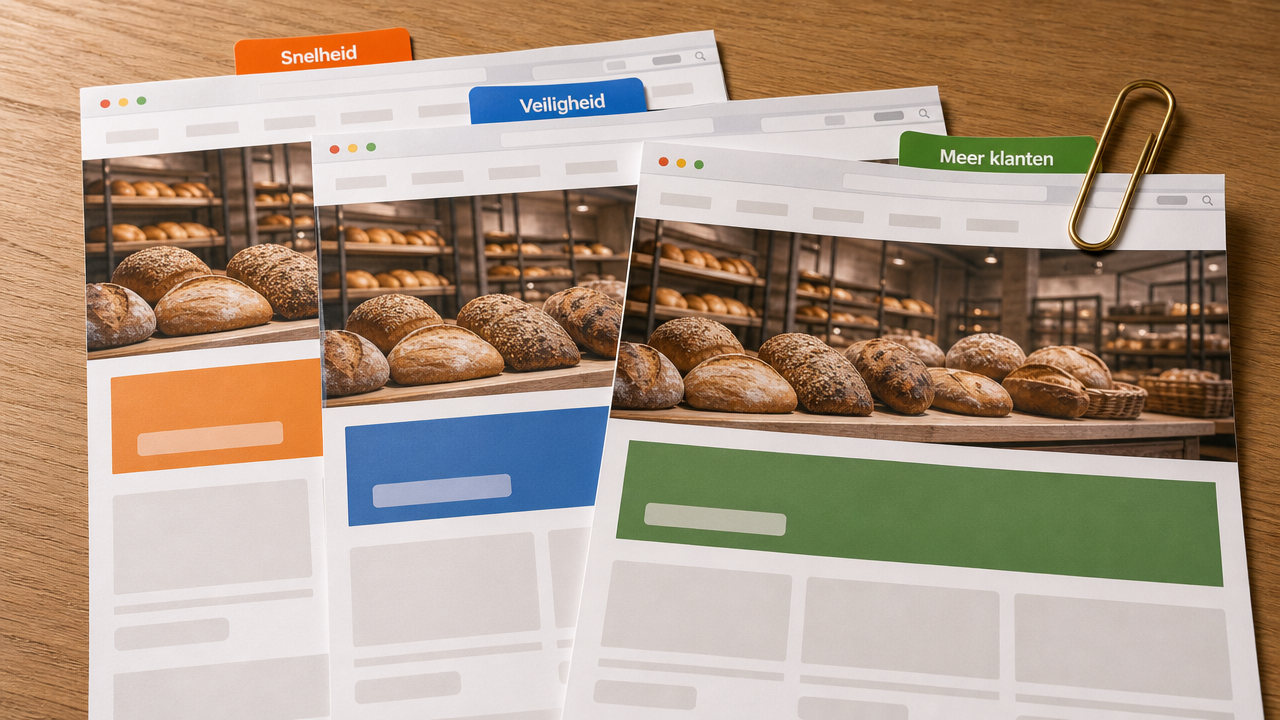 Screenshot van website met secties Sneldienst, Veelgehaald en Meer klanten voor snellere, veiligere of klanttrekkende website optimalisatie